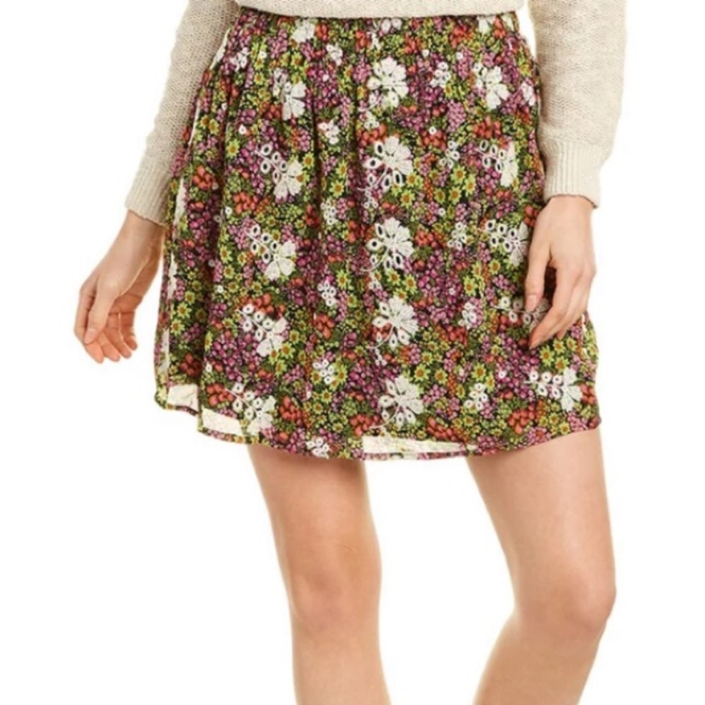 LEYDEN Embroidered Ditsy Floral Pull On Mini Skater Skirt Size 14